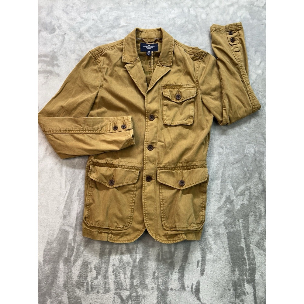 American Eagle Army Tabacco Duck Utility Field Jacket Chore Coat Mens S Blazer